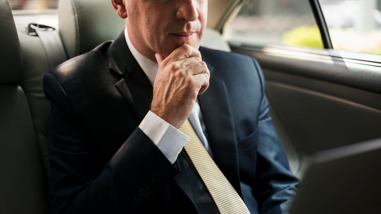 a businessman in one of our taxi's